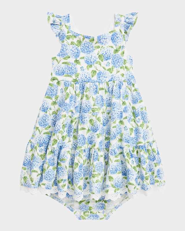 Girl's Floral-Print Dress W/ Bloomers, Size 3M-24